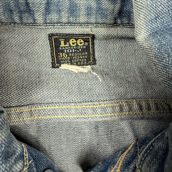 Vintage Lee 101-J Sanforized USA Union Made Denim Trucker Jacket 36 PATD-153438 - Picture 2 of 8